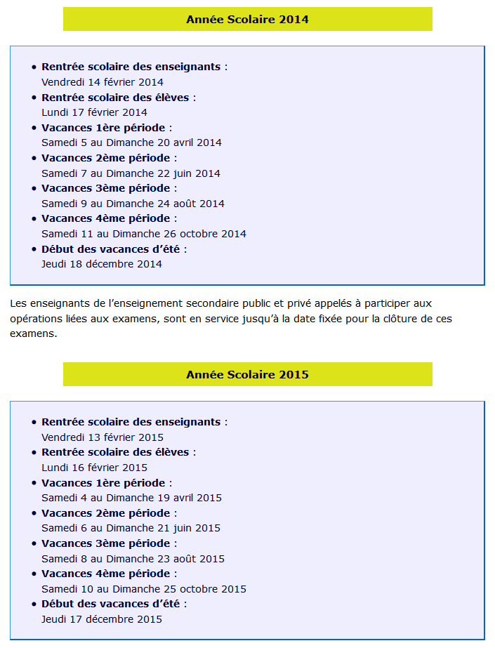 dates vacances scolaires 2014-2015 nouvelle caledonie